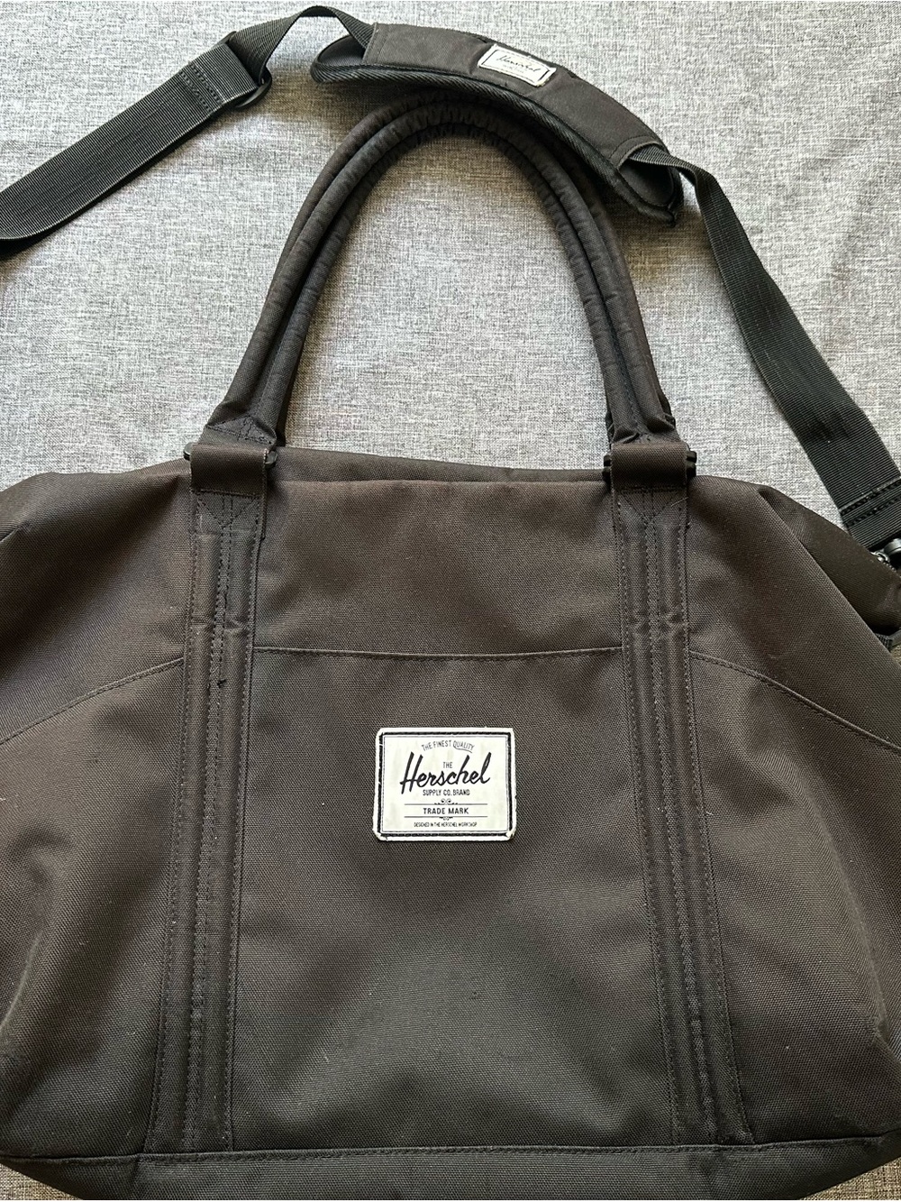 Herschel Supply Company 25L Black Duffel Diaper Bag with Logo Patch